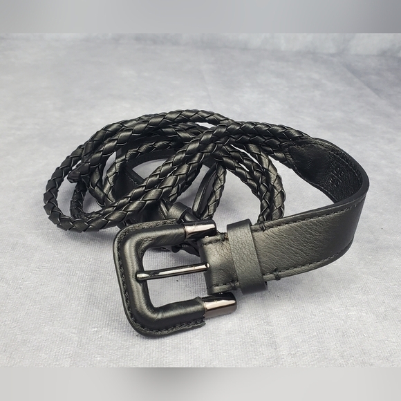 Burberry Woven twisted  Black Authentic Genuine Leather Belt Size 36 - Picture 1 of 12